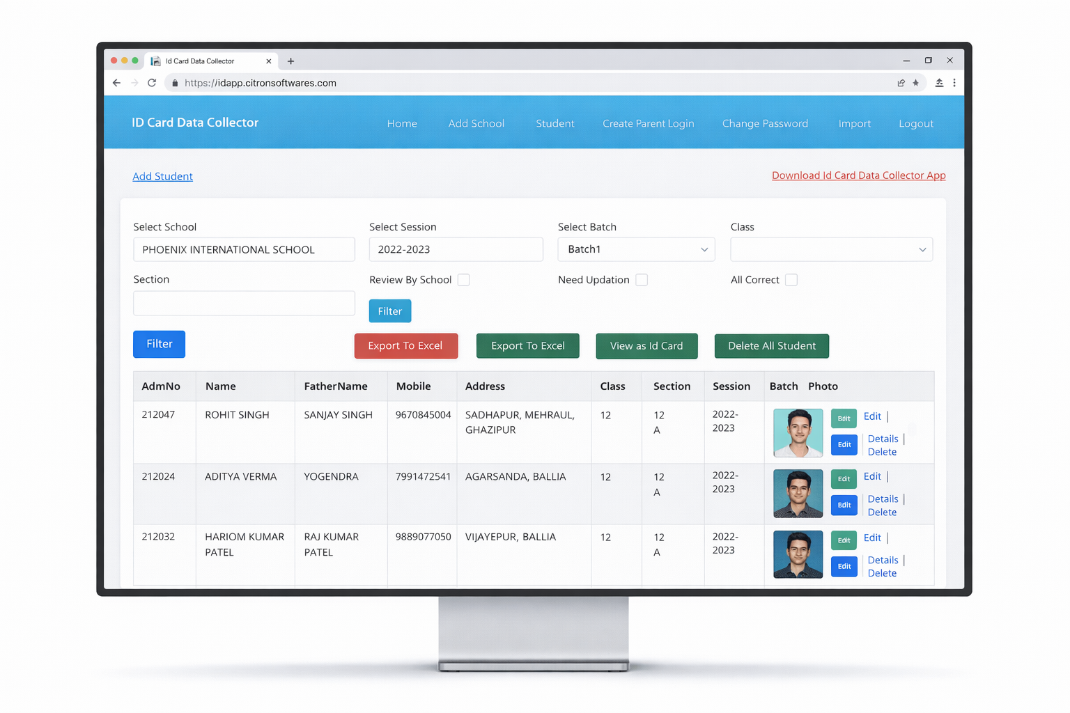 Id Card data Collector User Pannel